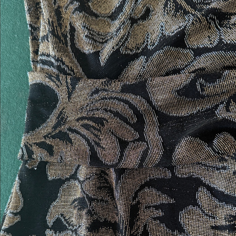 Eliza J Black and Gold Floral Midi Dress. CAJA. # 1 B - Picture 7 of 9